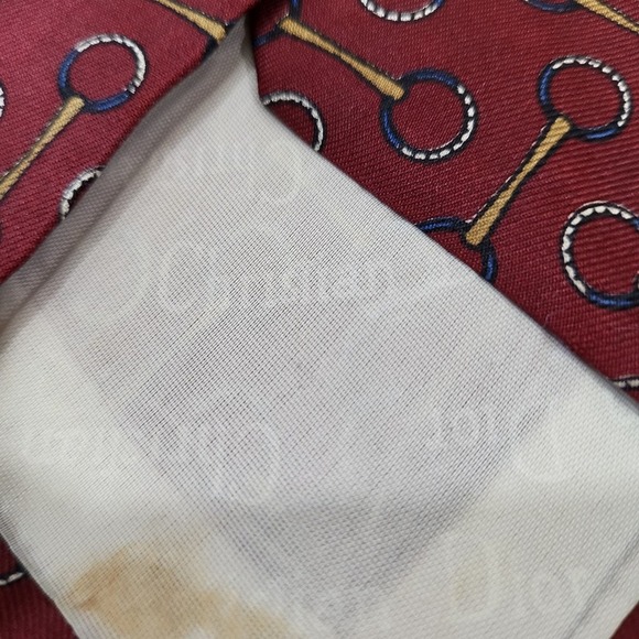 Vintage Christian Dior Silk Ties Lot of 2 Red Pink Barbie Core Flaw # 643 - Picture 8 of 12